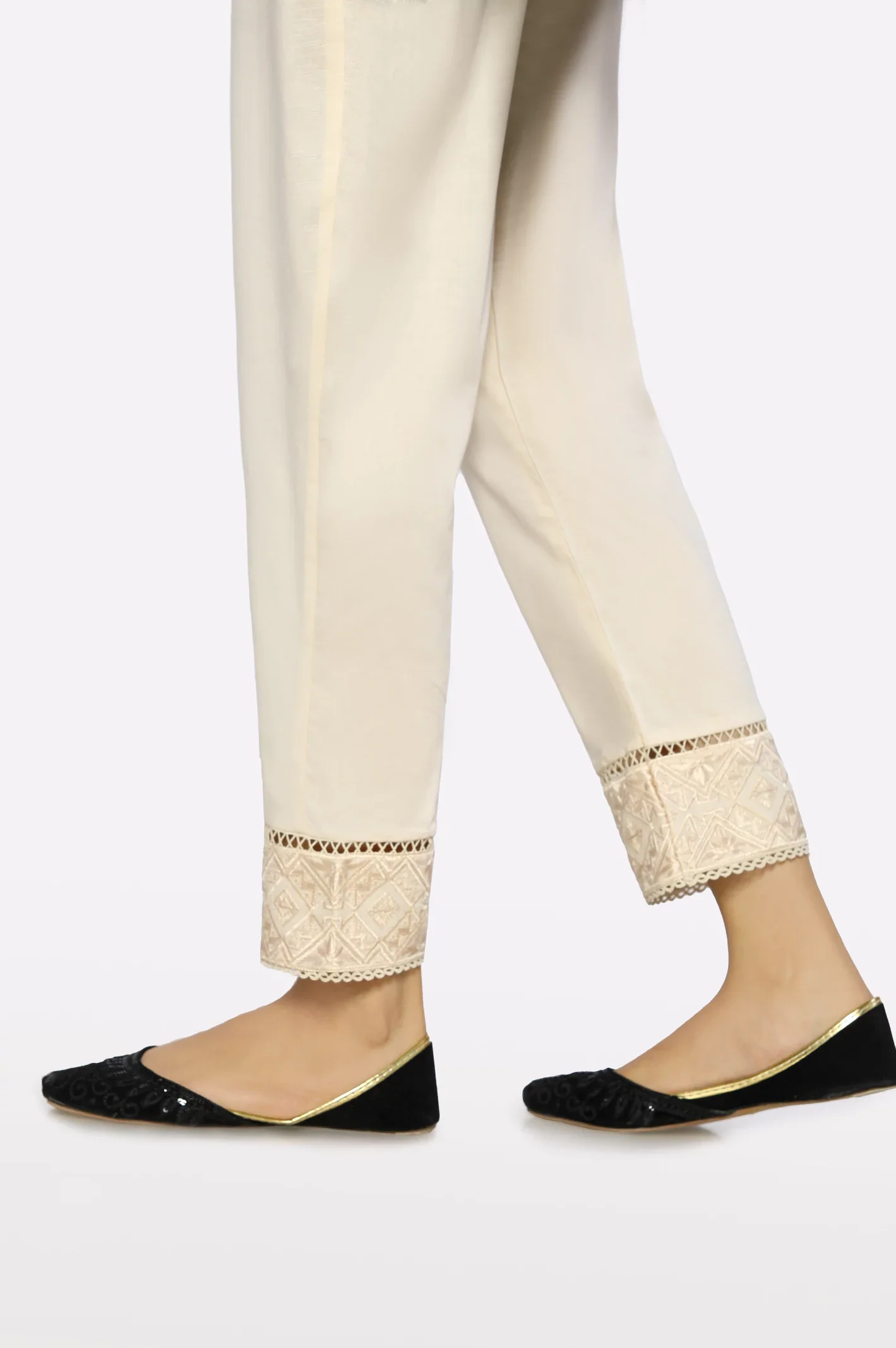 Beige Embroidered Trouser - Image 2