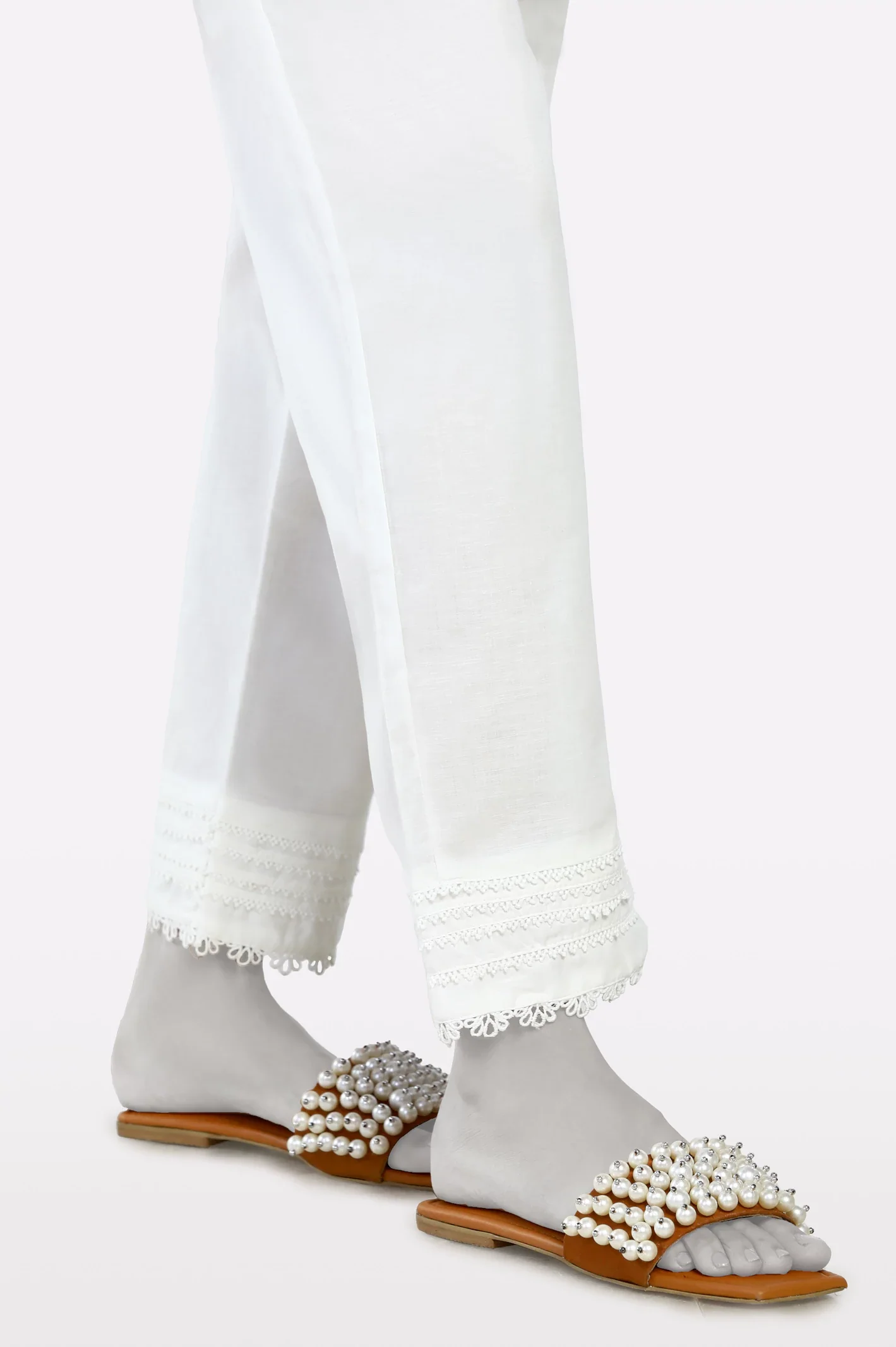 Off White Lace Trouser - Image 2