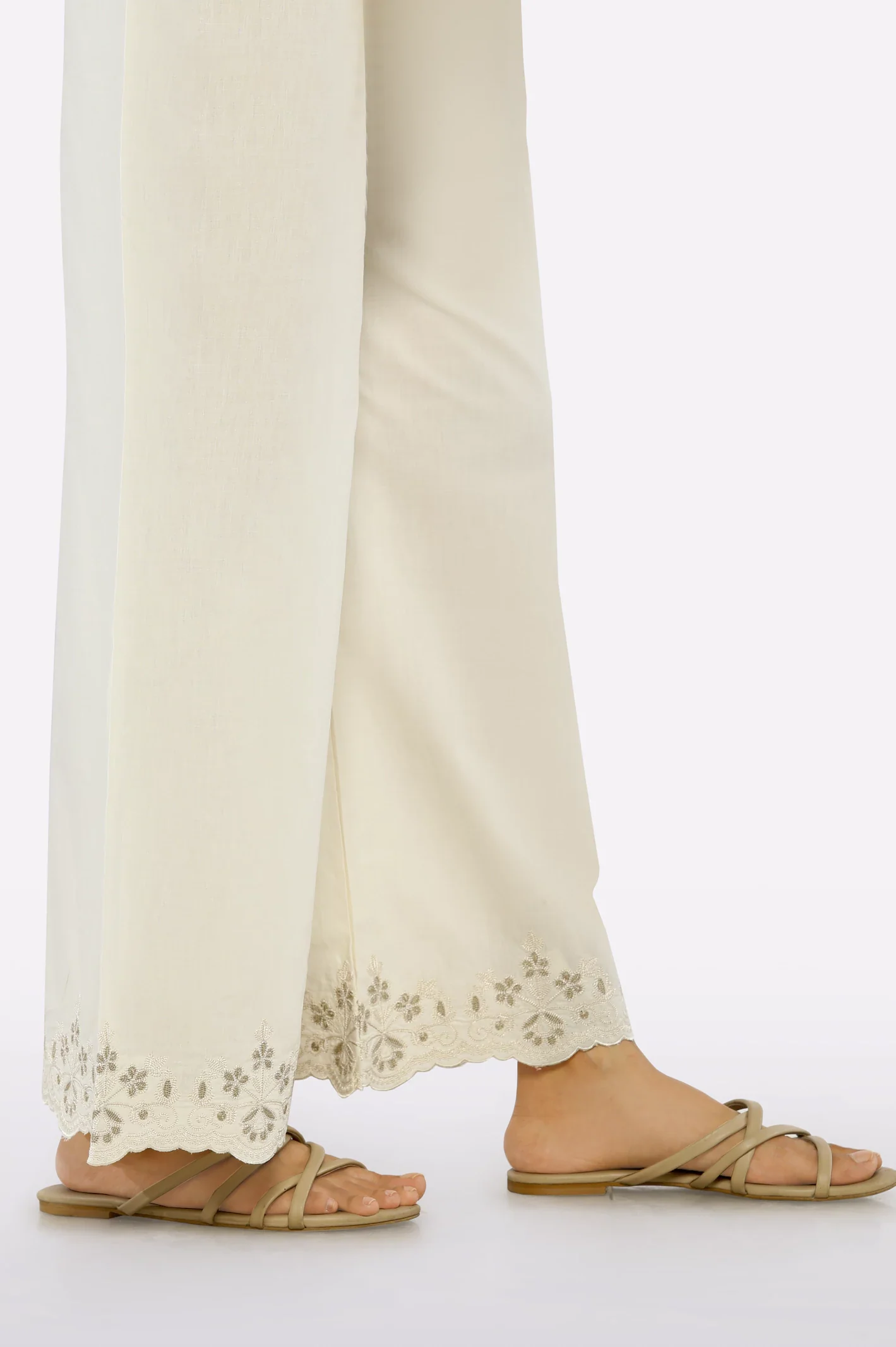 Cream Embroidered Trouser - Image 2