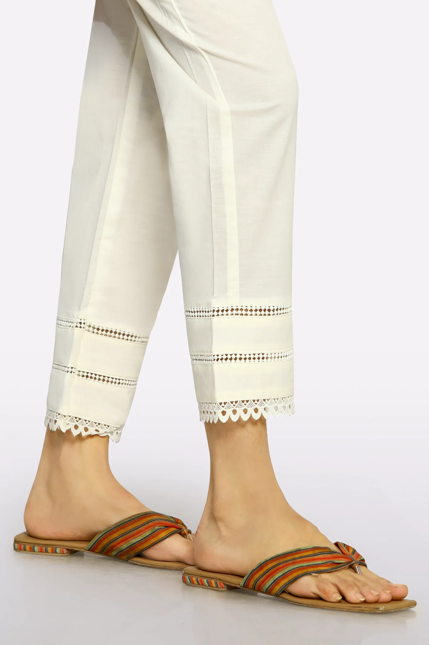 Off White Lace Trouser - Image 2