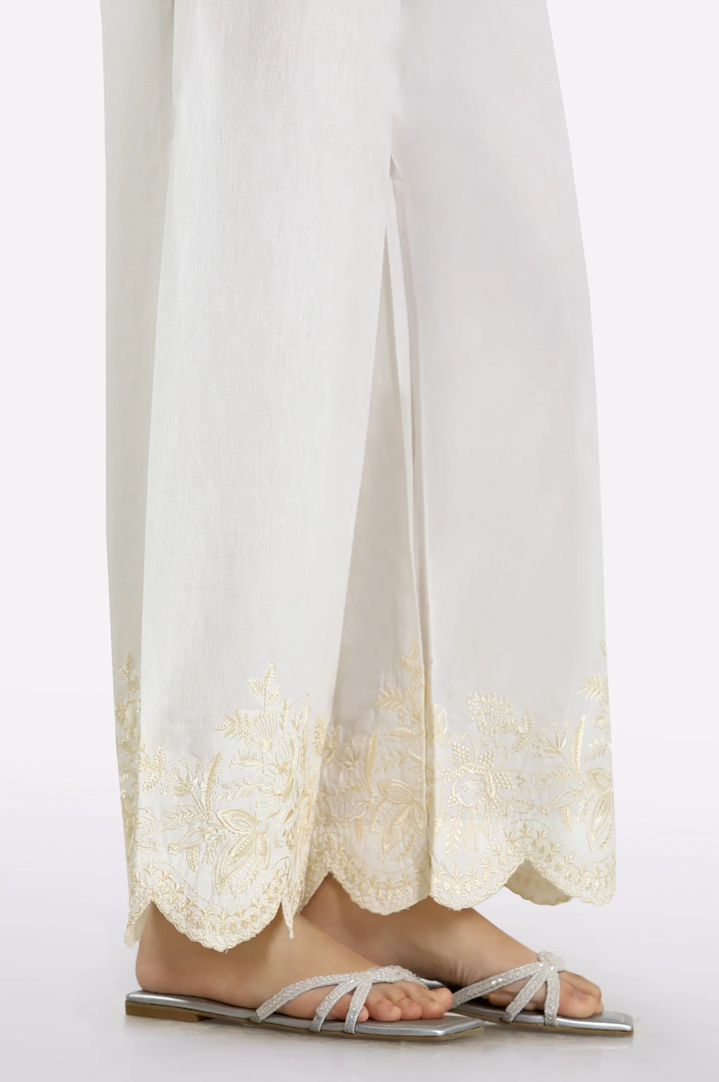 White Embroidered Trouser - Image 2