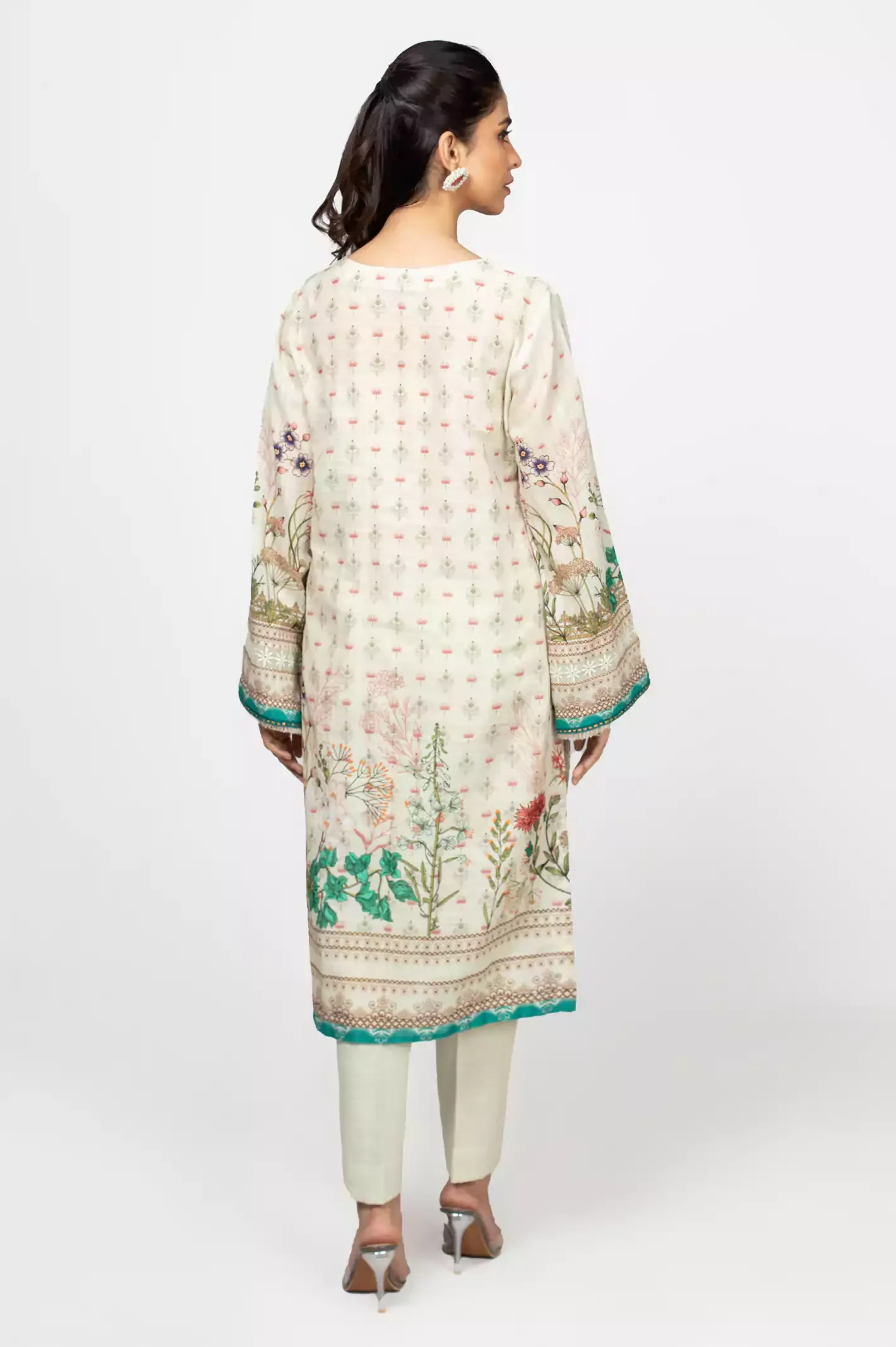 Off White 1PC Unstitched Kurti - Image 2