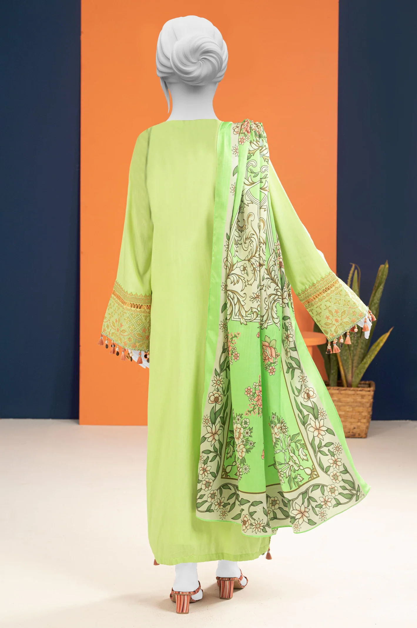 Light Green Embroidered 3PC Unstitched - Image 4