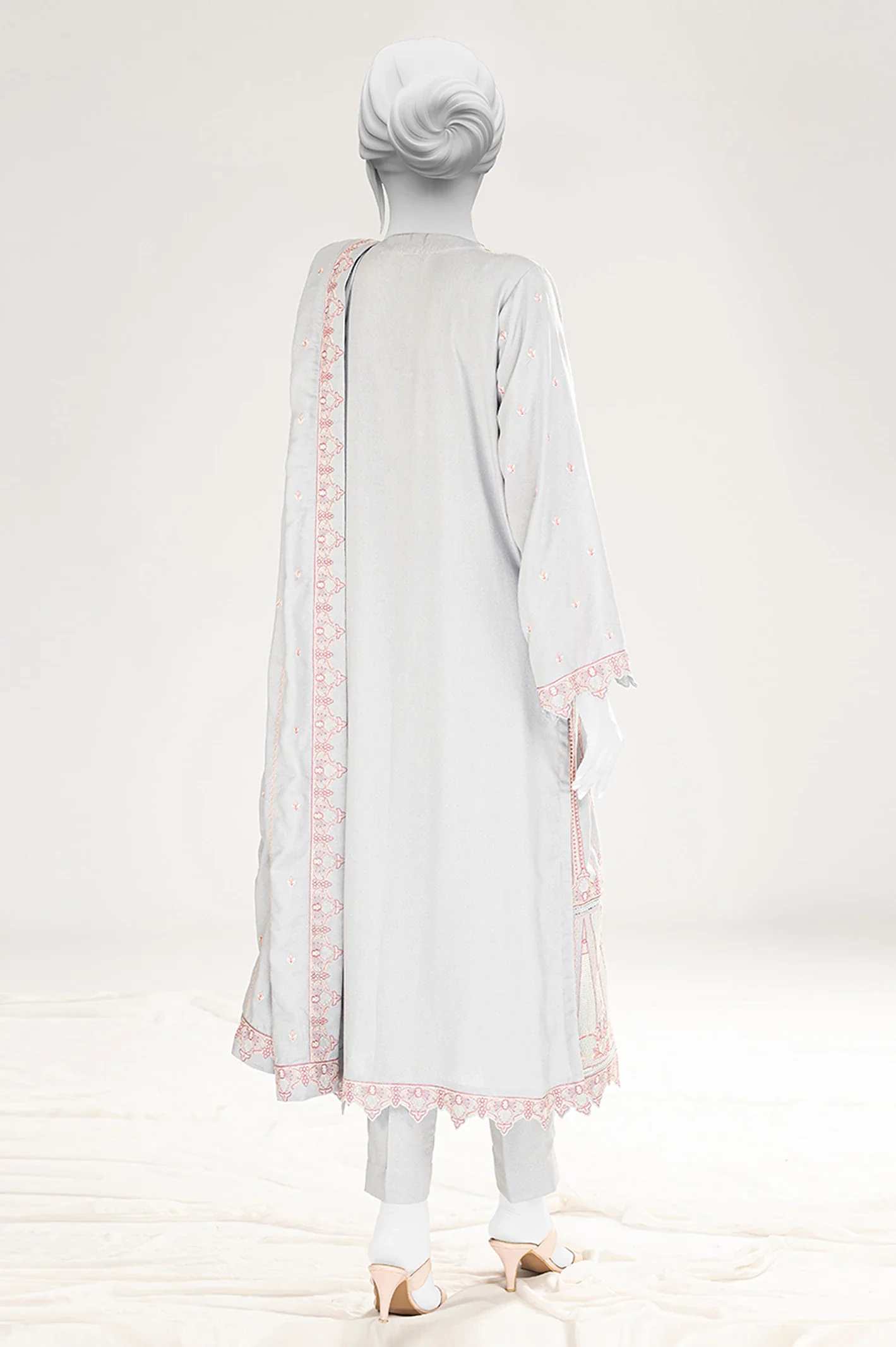 Light Grey Embroidered 3PC Unstitched - Image 3