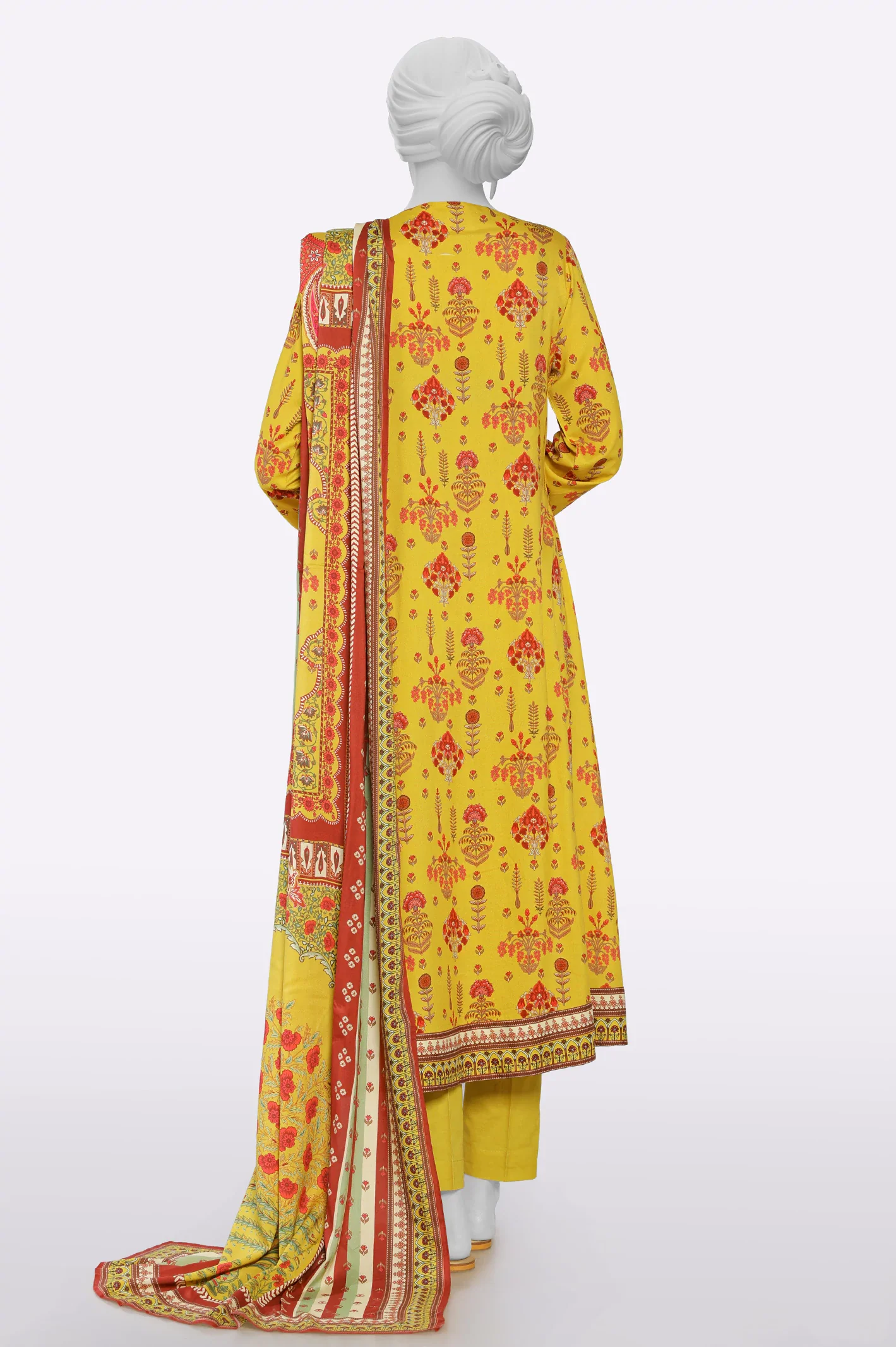 Mustard Printed Unstitched 3PC - Image 3