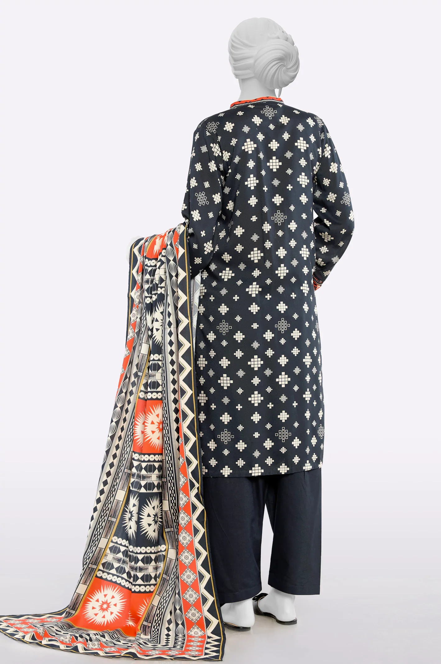 Black Printed 3PC Unstitched - Image 3