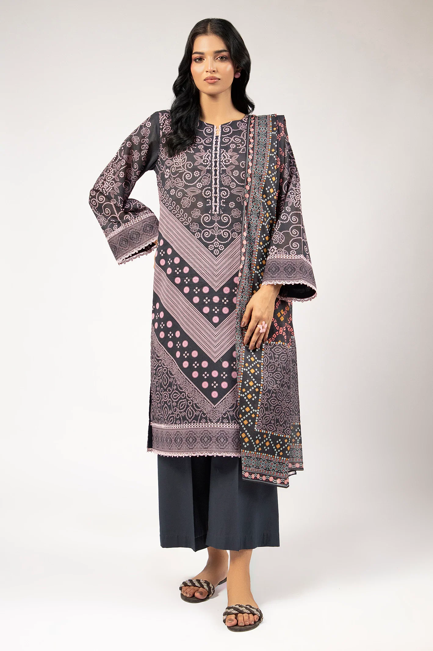 Black Printed 3PC Unstitched