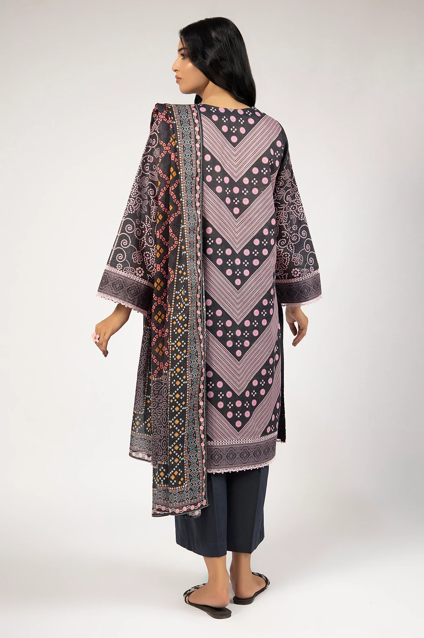 Black Printed 3PC Unstitched - Image 4