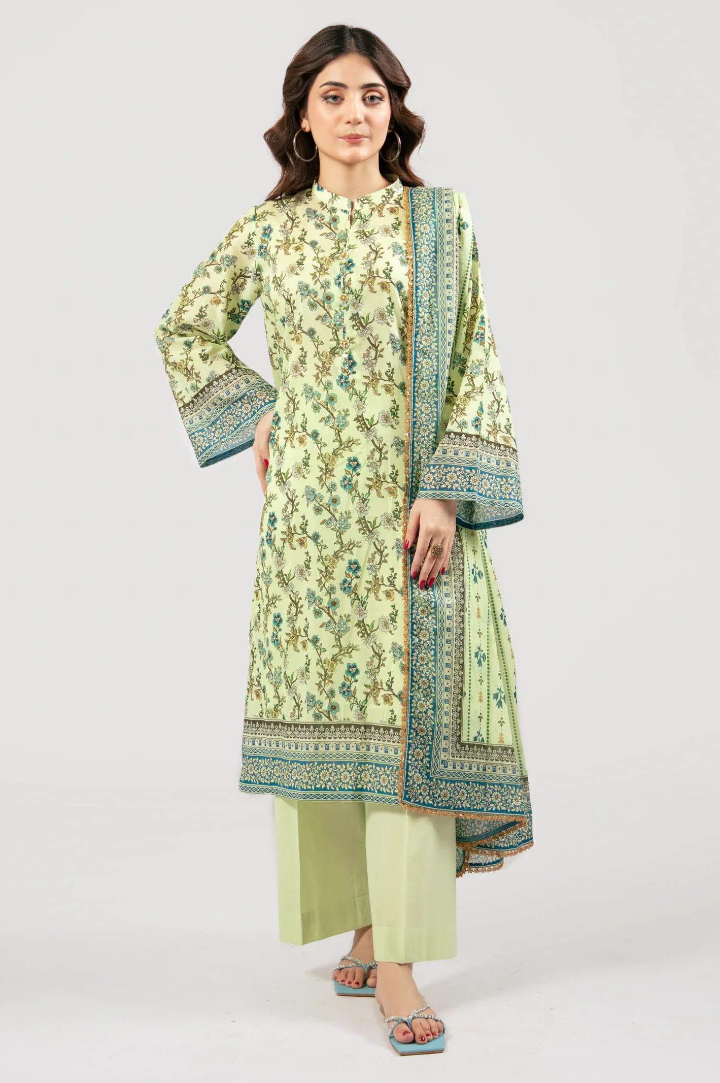 Mint Printed 3PC Unstitched - Image 2