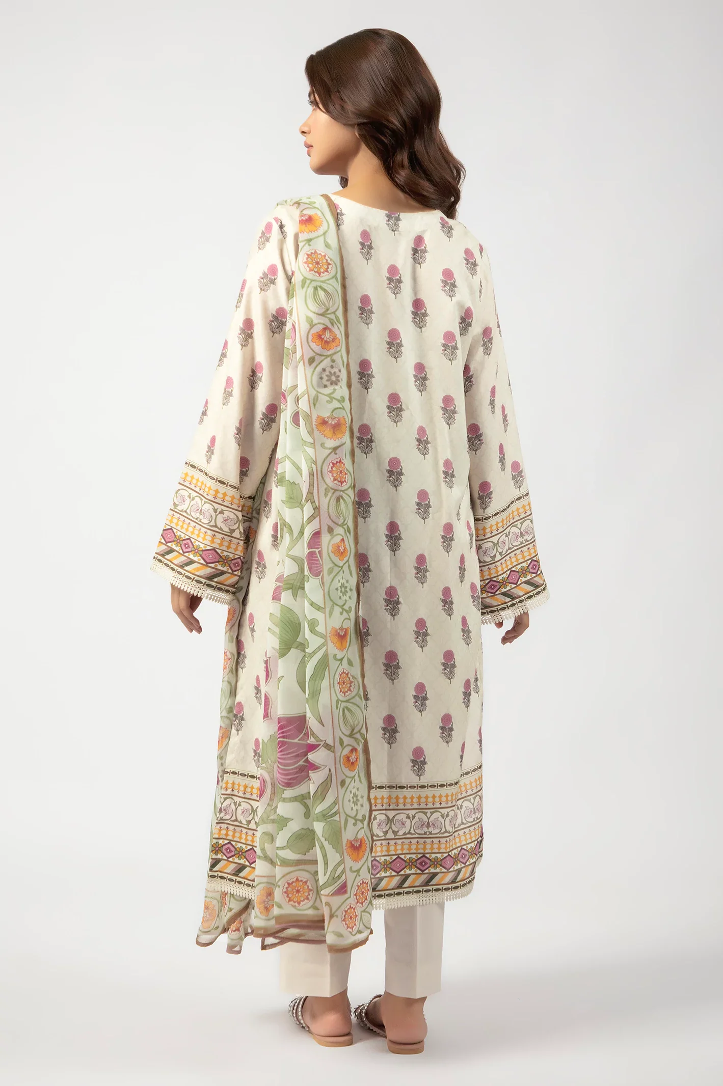 Beige Printed 3PC Unstitched - Image 4