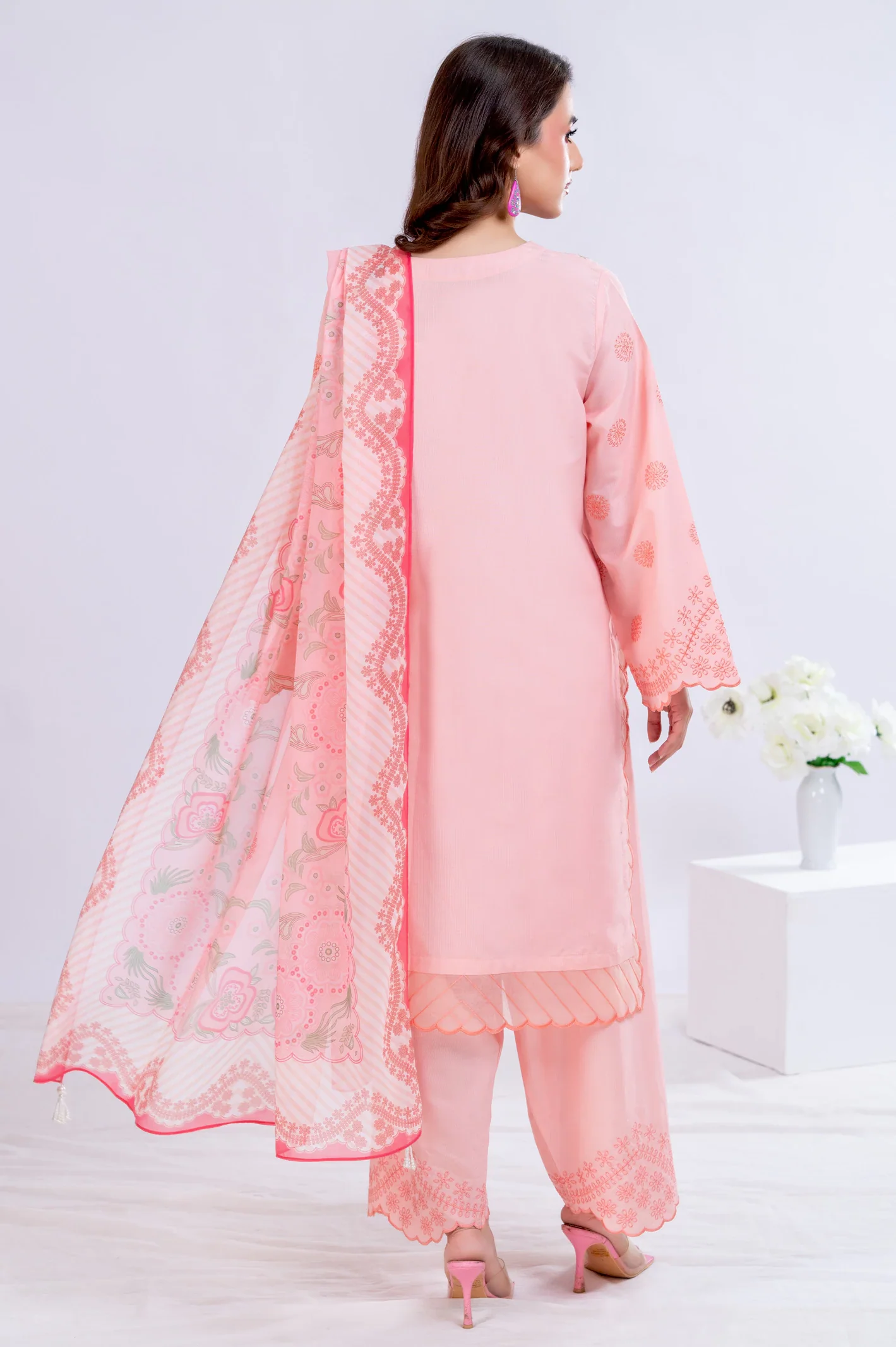 Peach Embroidered 3PC Unstitched - Image 3