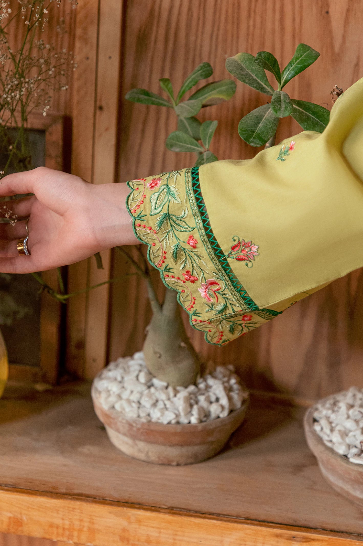 Parrot Green Embroidered 3PC Unstitched - Image 3