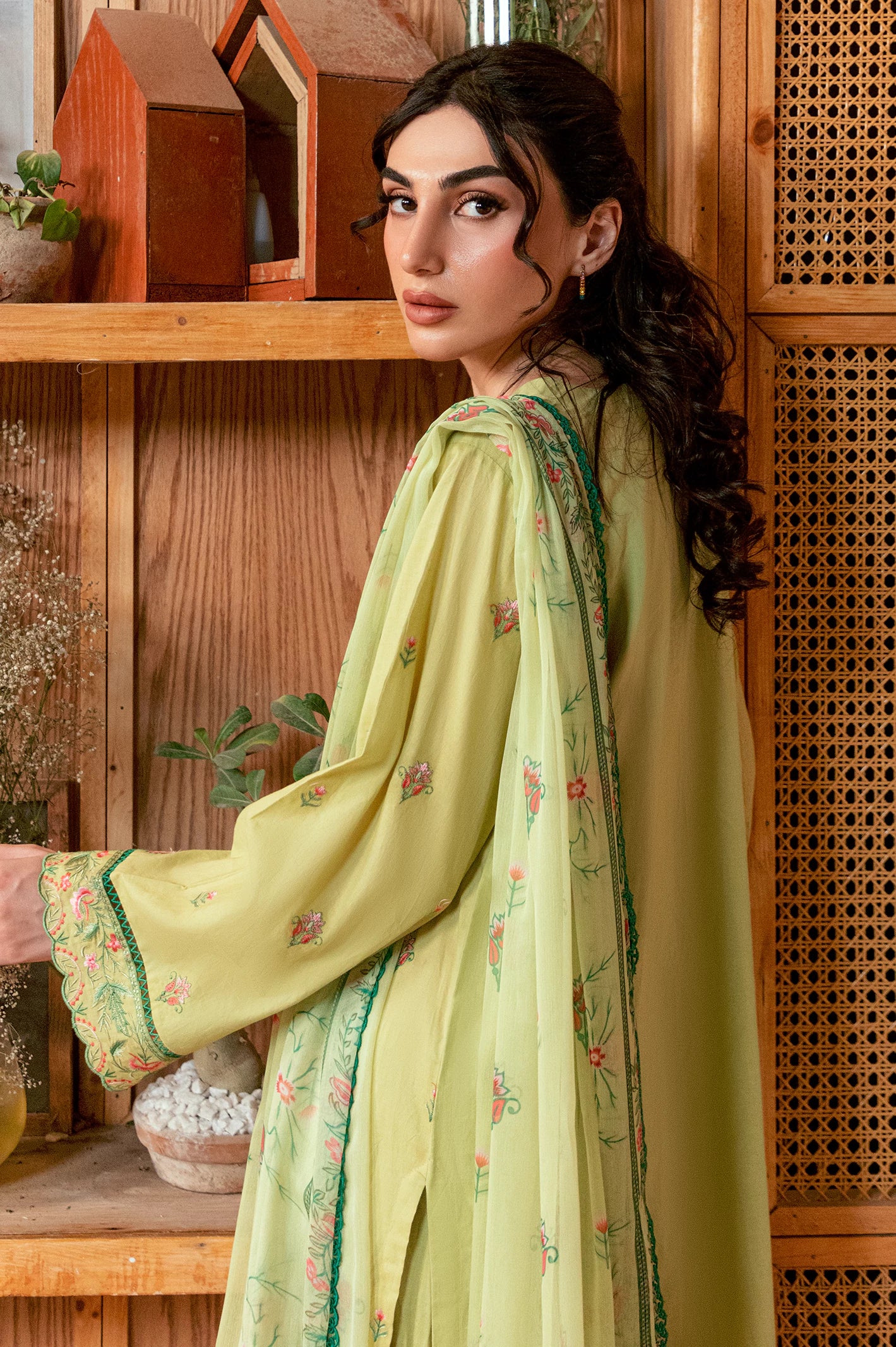 Parrot Green Embroidered 3PC Unstitched - Image 4