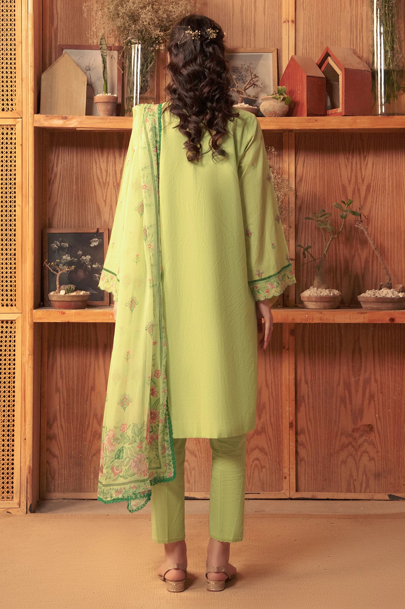 Parrot Green Embroidered 3PC Unstitched - Image 5