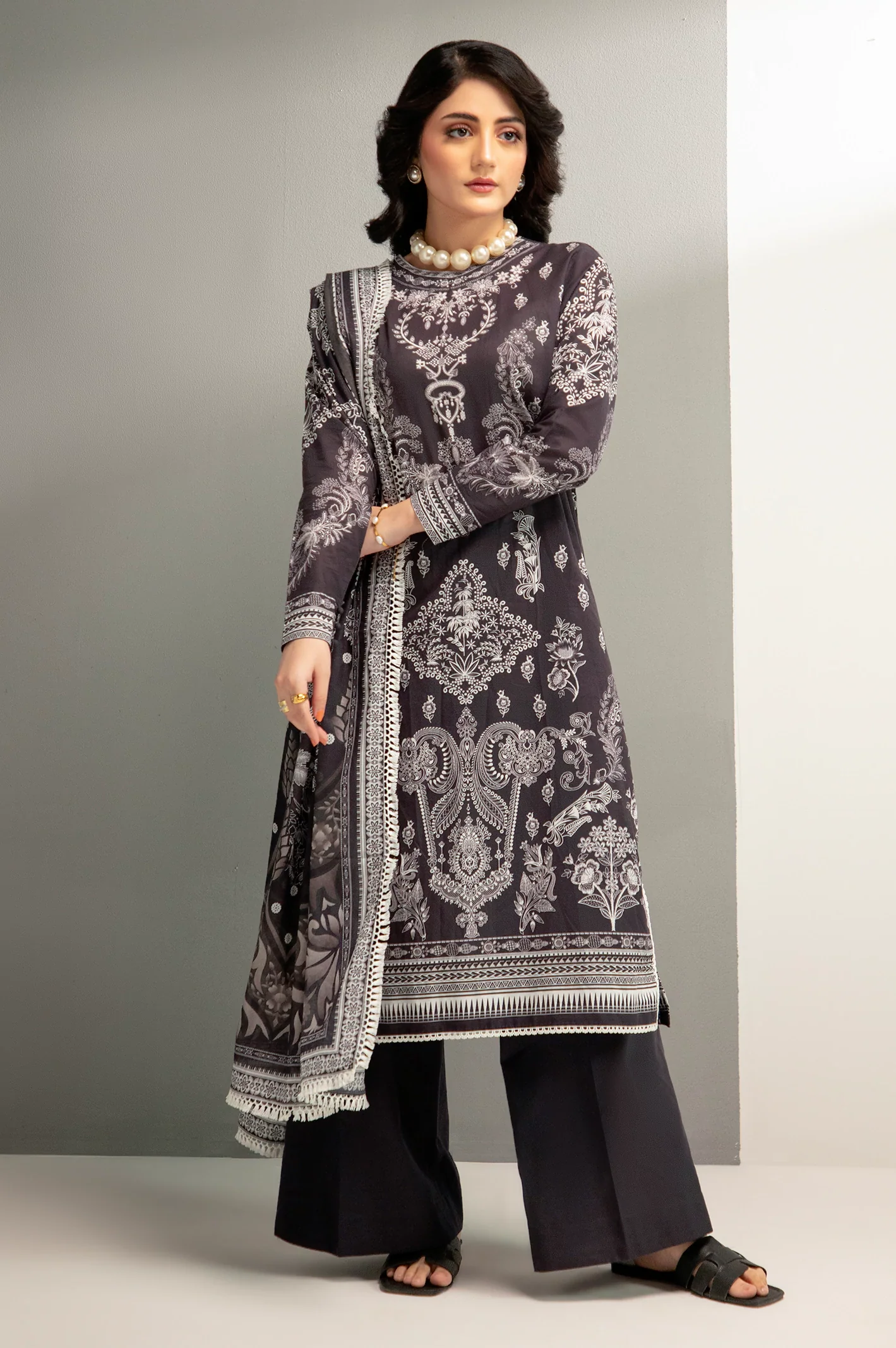 Black Printed 3PC Unstitched
