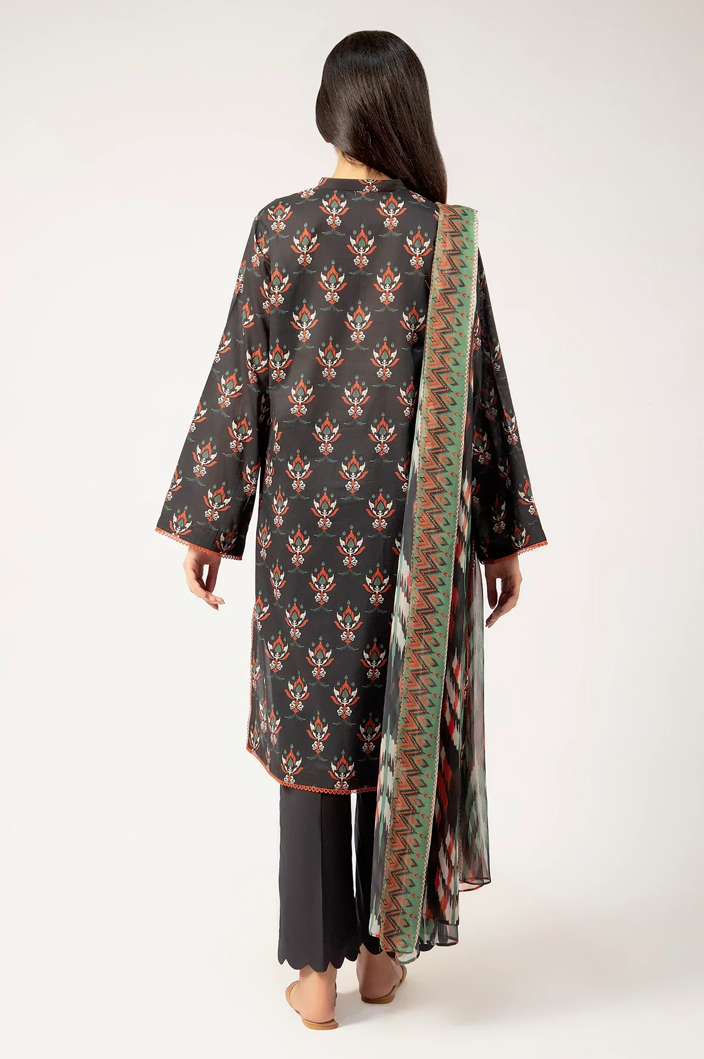 Black Printed 3PC Unstitched - Image 4
