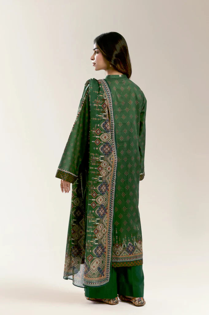 Printed Lawn Green Unstitched 3Pc - Image 3