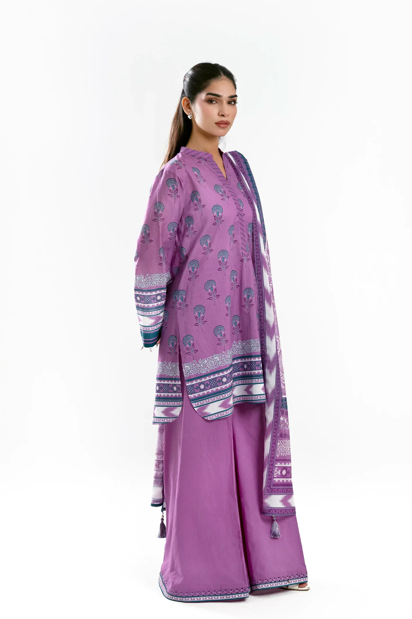Printed Lawn-Lilac Unstitched 3PC - Image 5