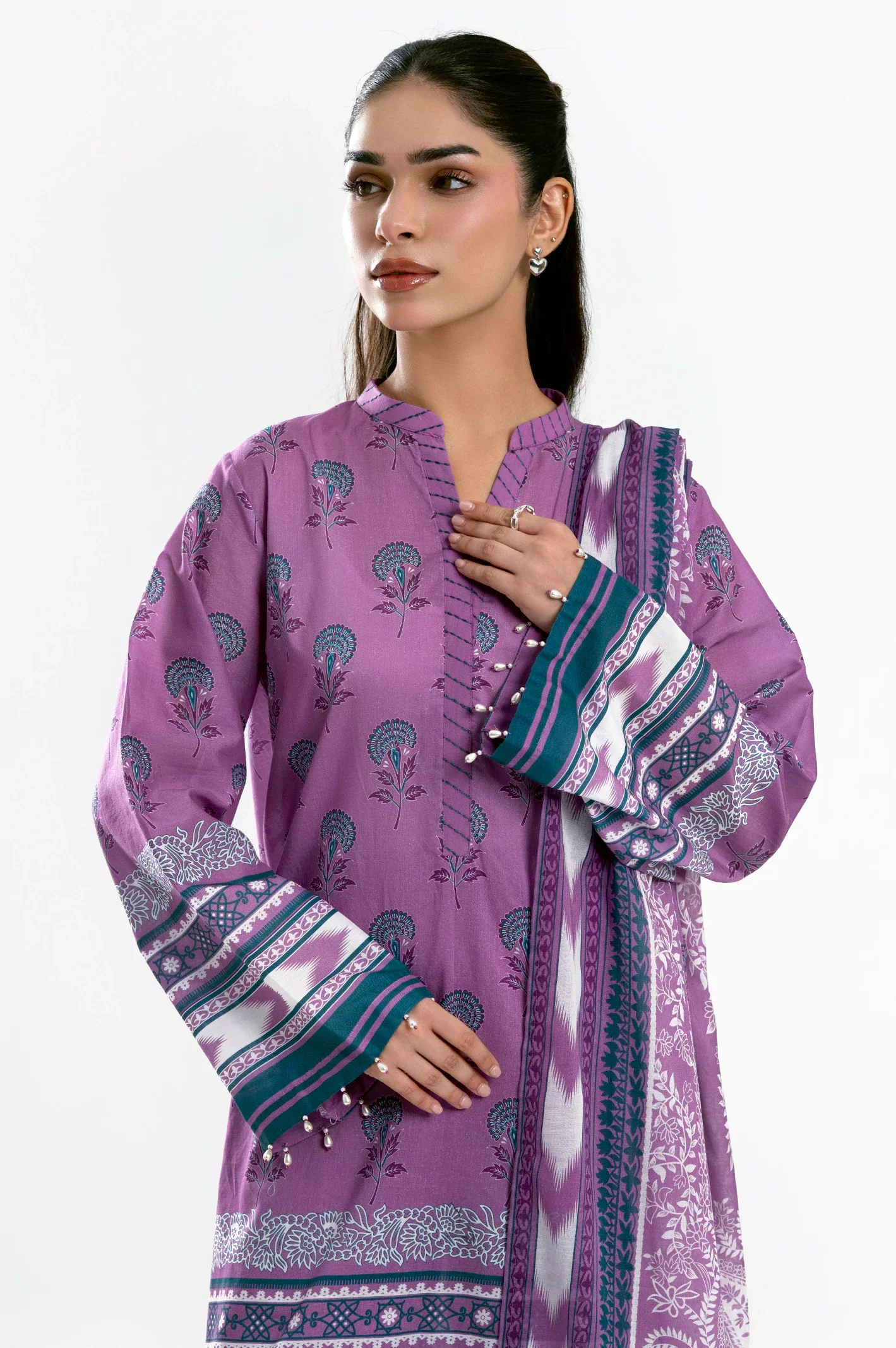 Printed Lawn-Lilac Unstitched 3PC - Image 6