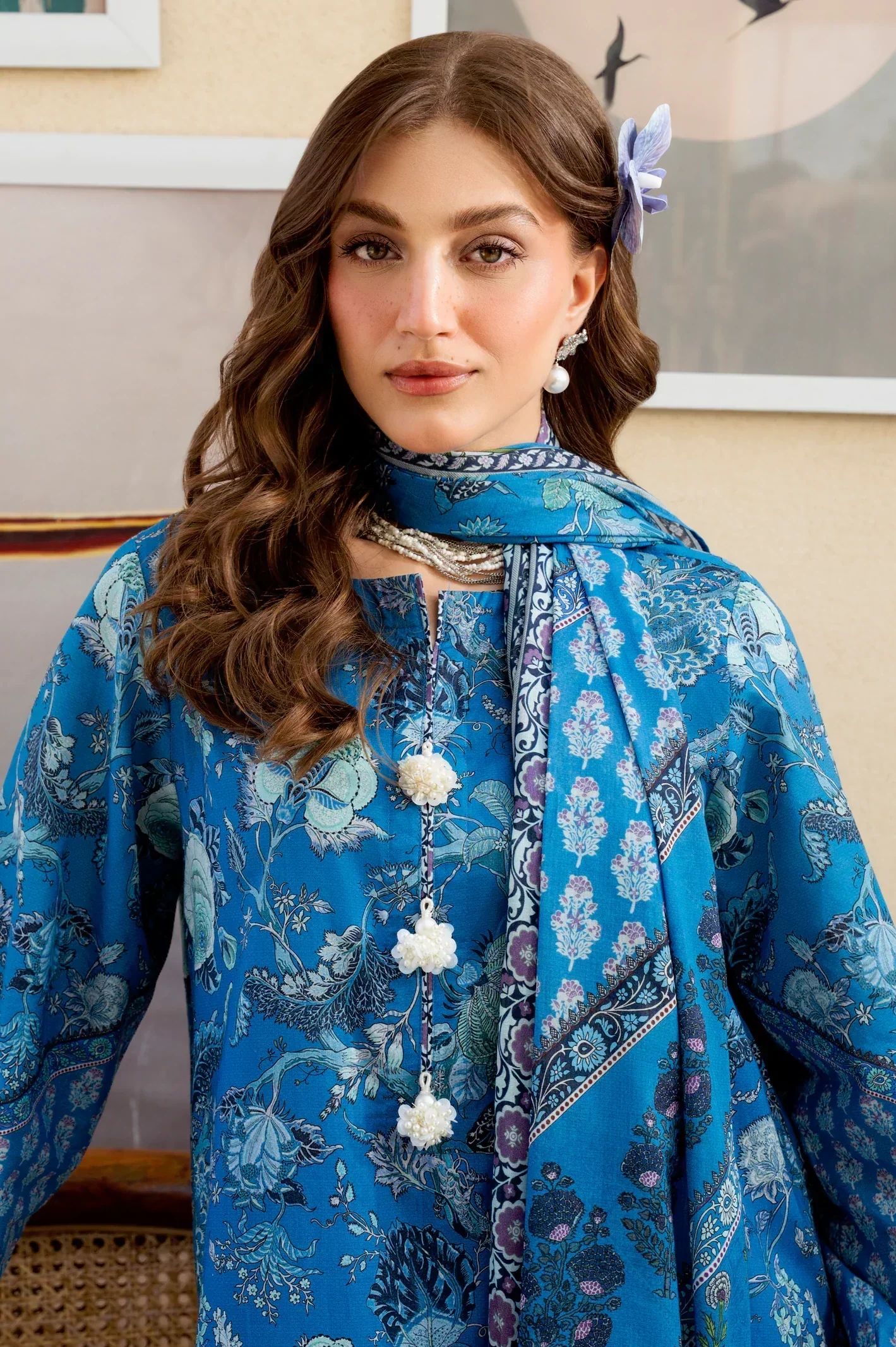 Printed Lawn-Blue Unstitched 3PC - Image 5