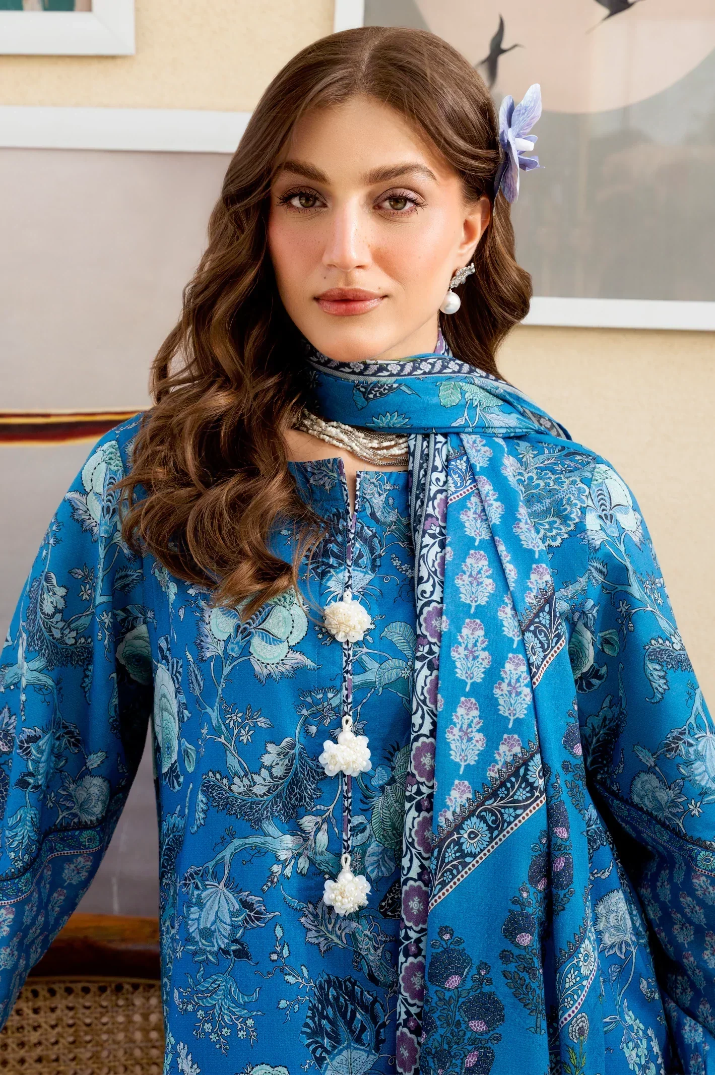 Printed Lawn-Blue Unstitched 3PC - Image 6