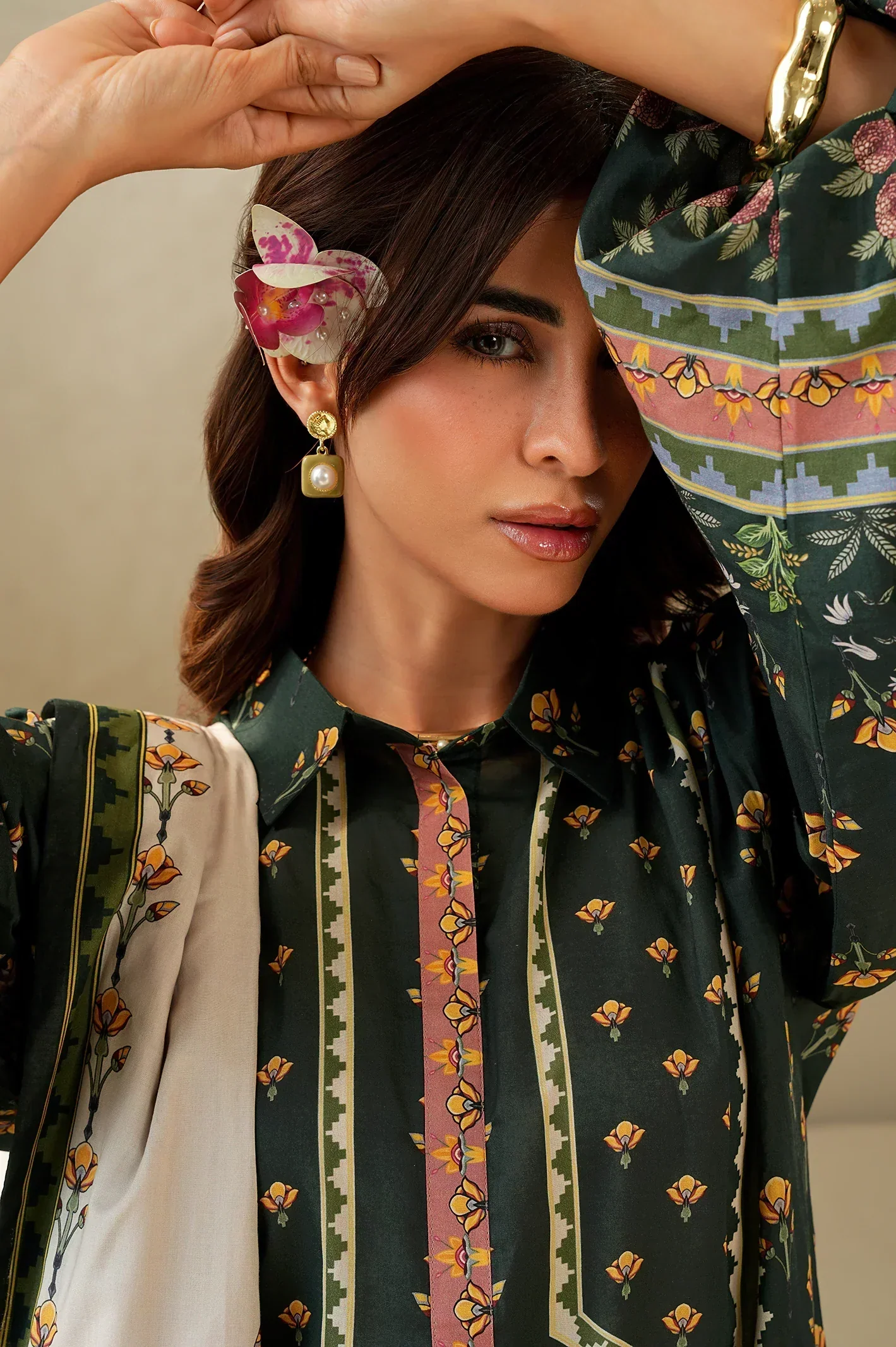 Printed Lawn-Dark Green Unstitched 3Pc - Image 7