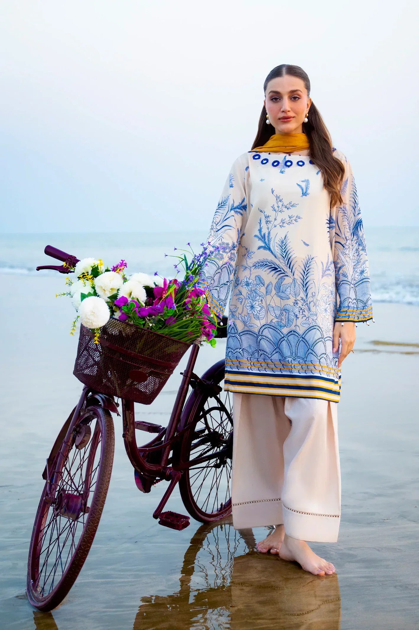 Printed Lawn-Beige Unstitched 3Pc - Image 2