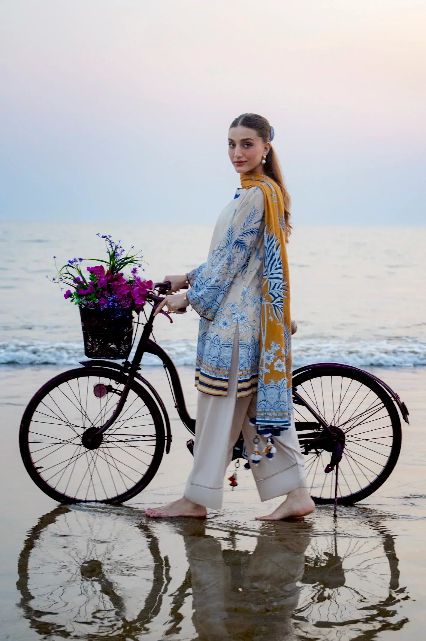 Printed Lawn-Beige Unstitched 3Pc - Image 4