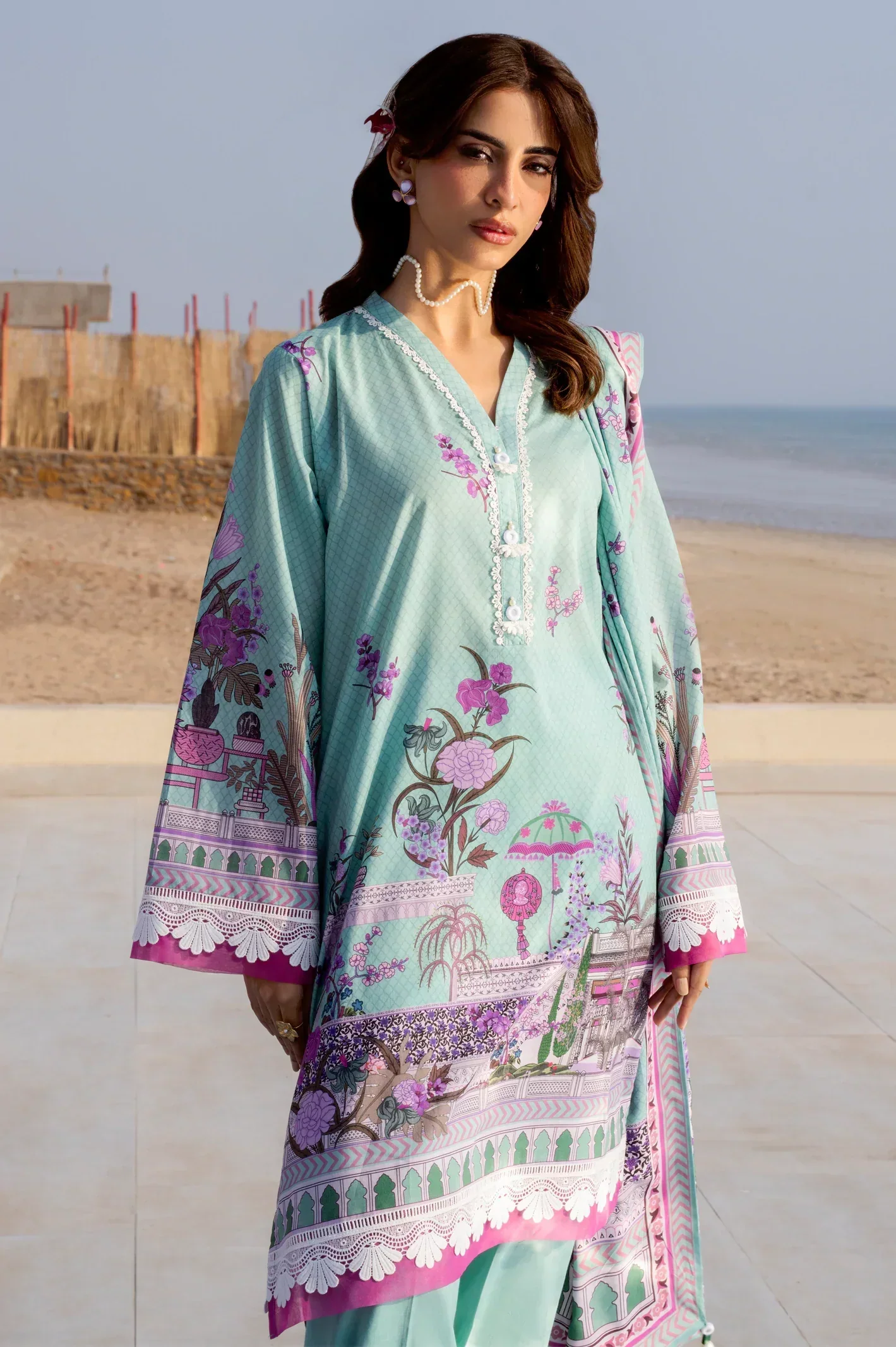 Printed Lawn-Mint Unstitched 3PC - Image 3