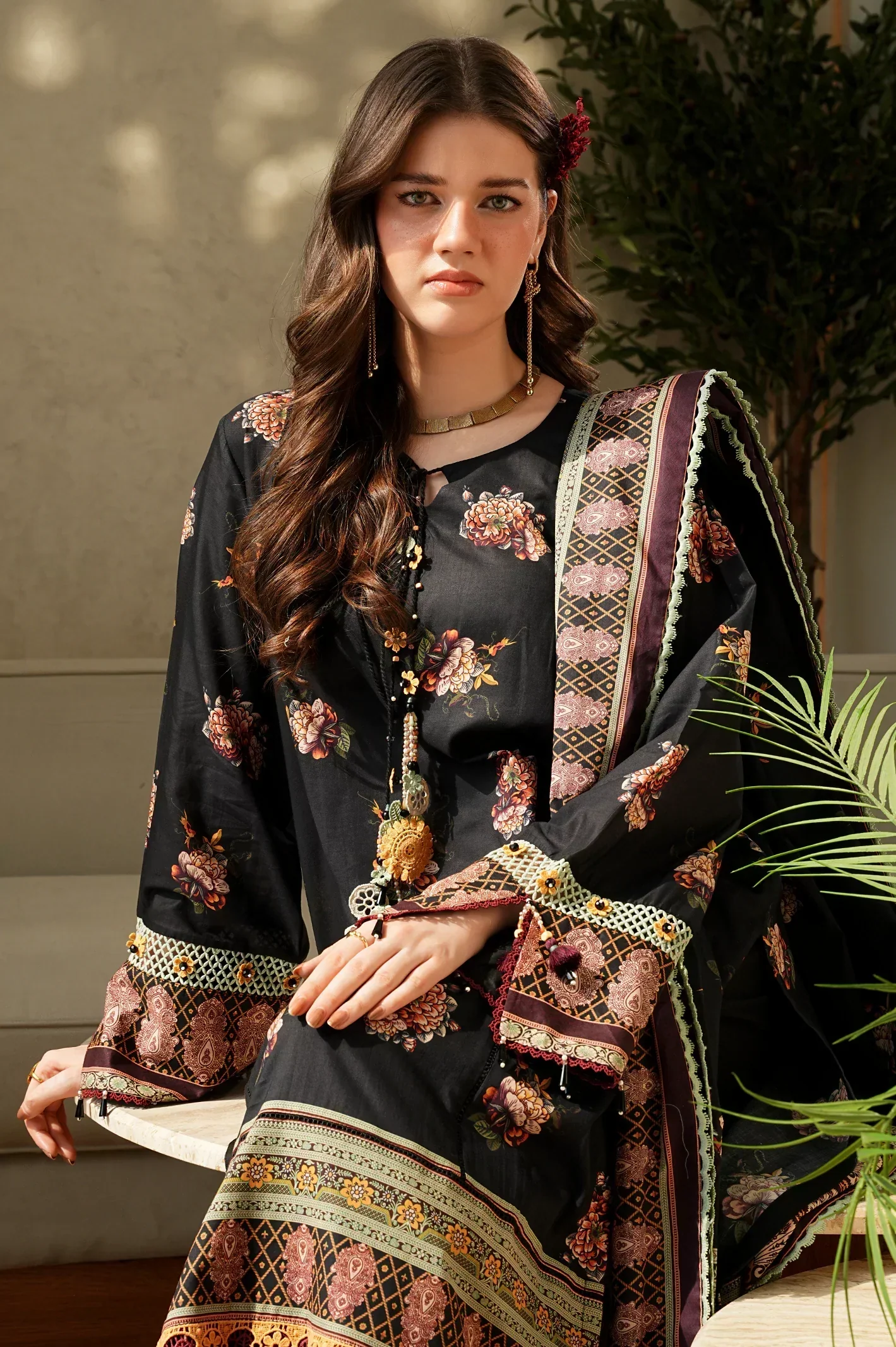 Printed Lawn-Black Unstitched 3Pc
