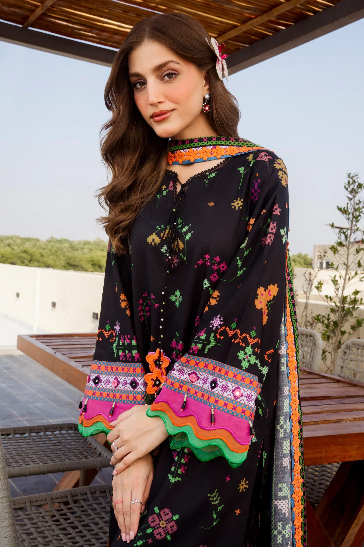 Printed Lawn-Black Unstitched 3PC - Image 5