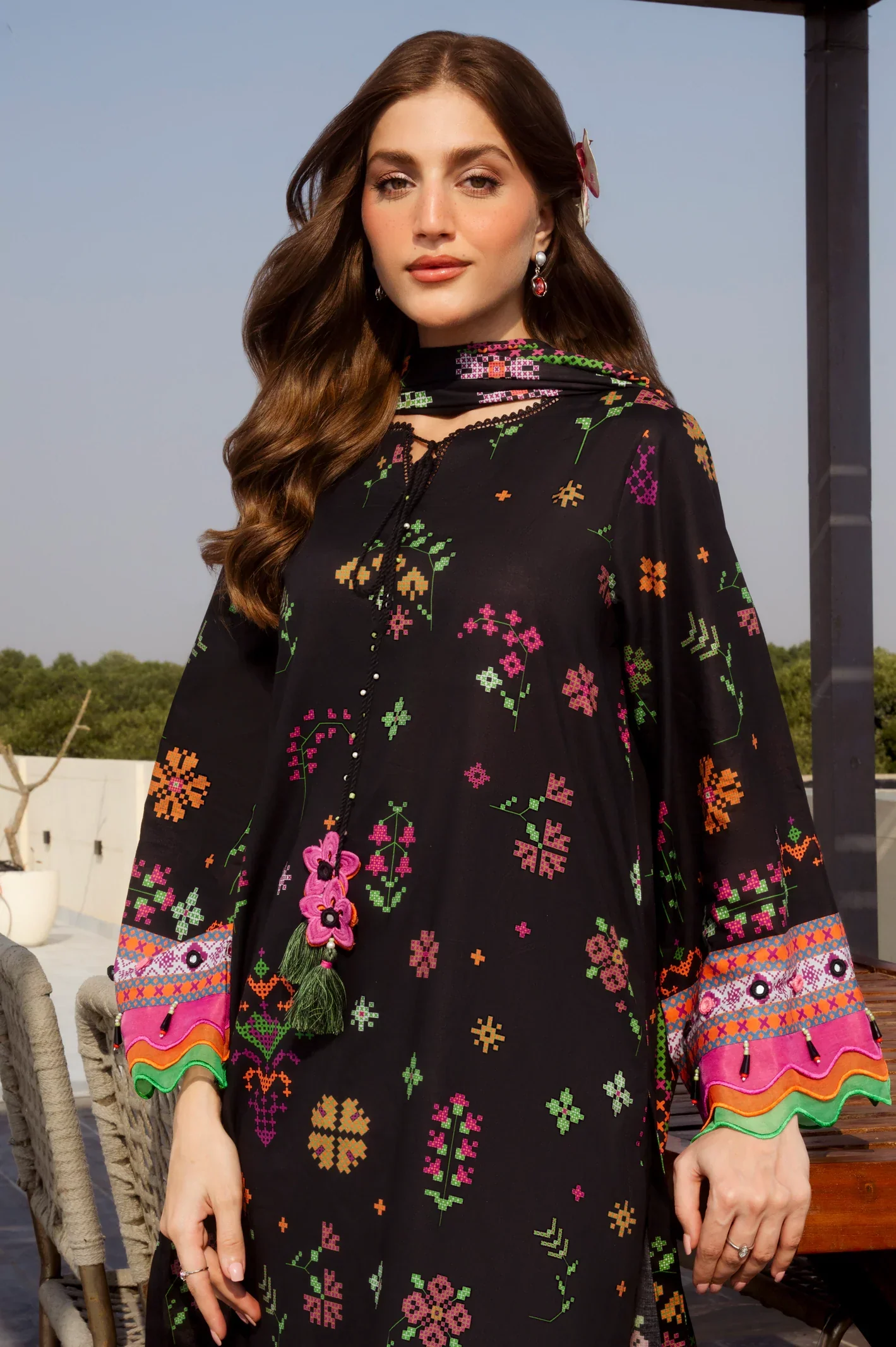 Printed Lawn-Black Unstitched 3PC - Image 7