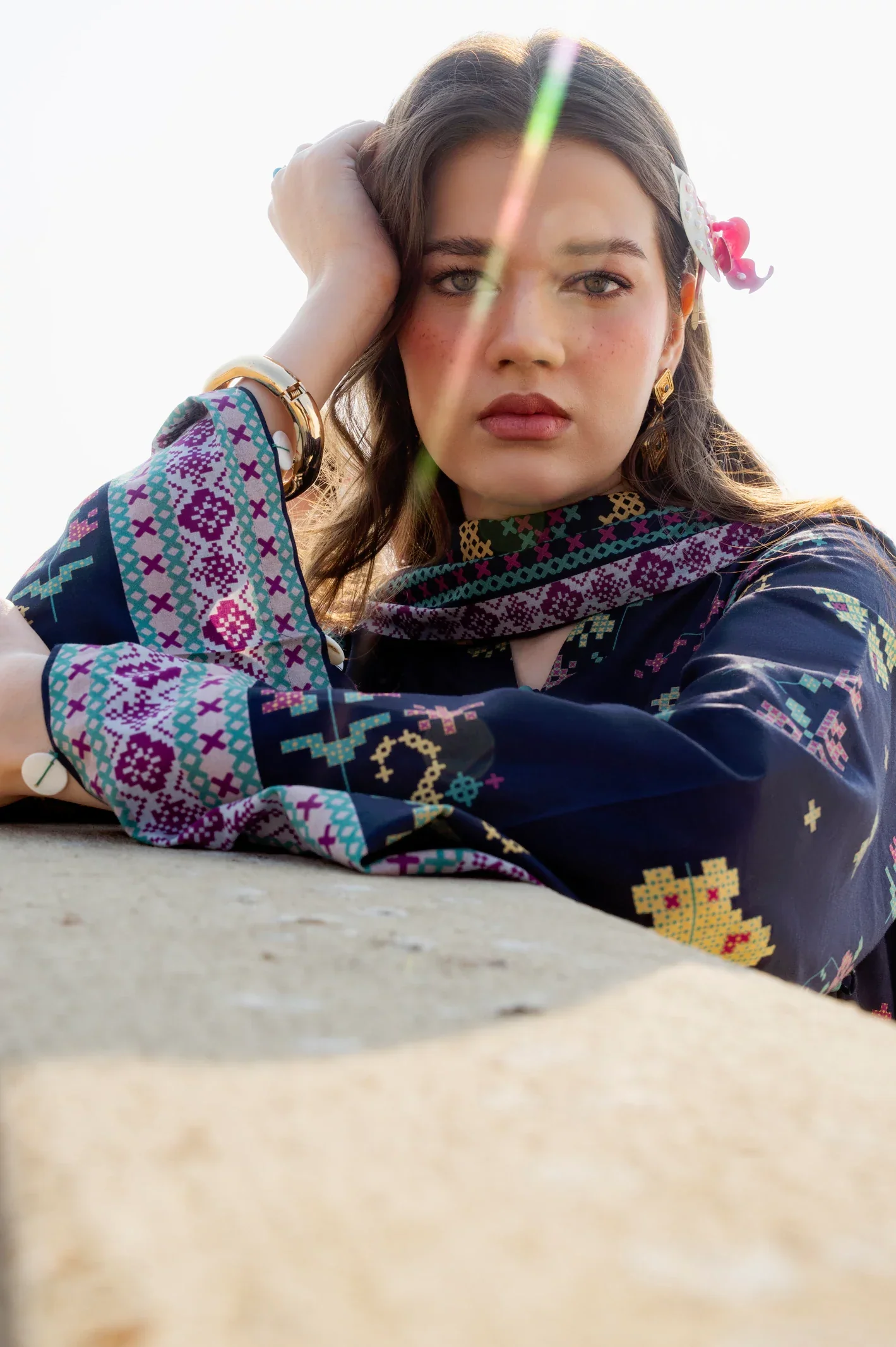 Printed Lawn-Navy Blue Unstitched 3PC - Image 3