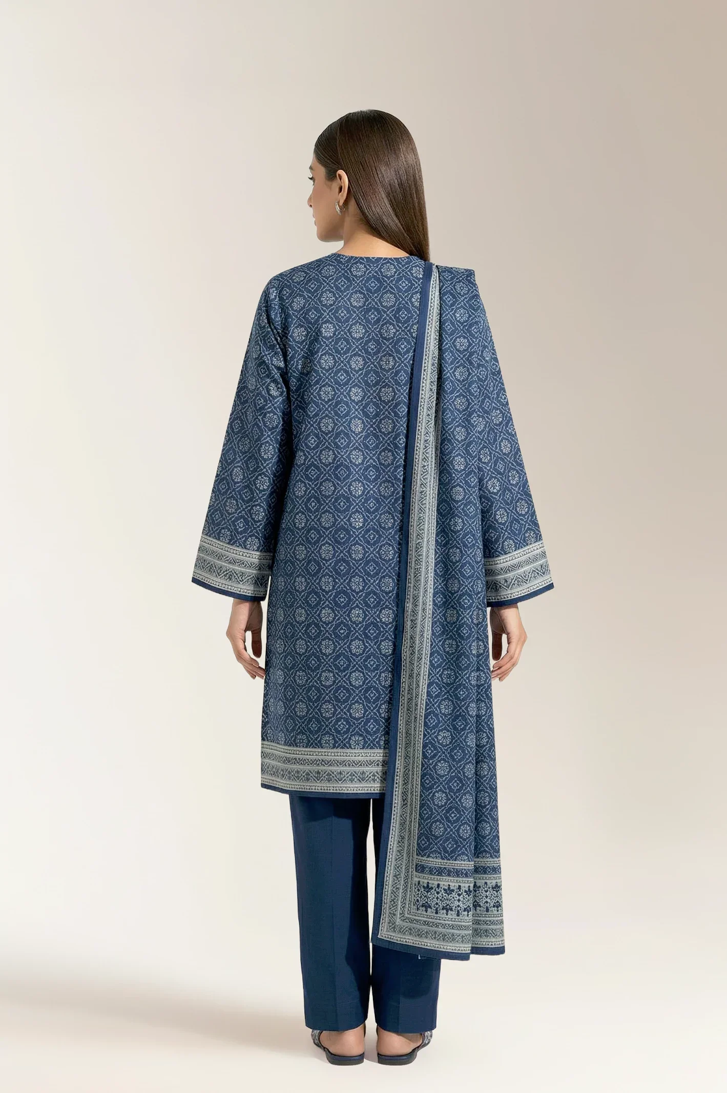 Printed Lawn-N Blue Unstitched 3PC - Image 2