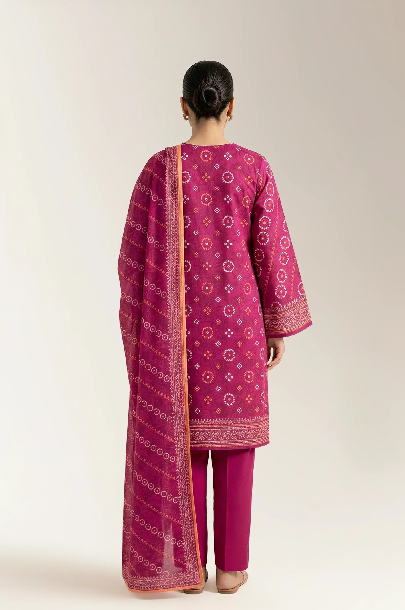 Printed Lawn-Pink Unstitched 3PC - Image 2