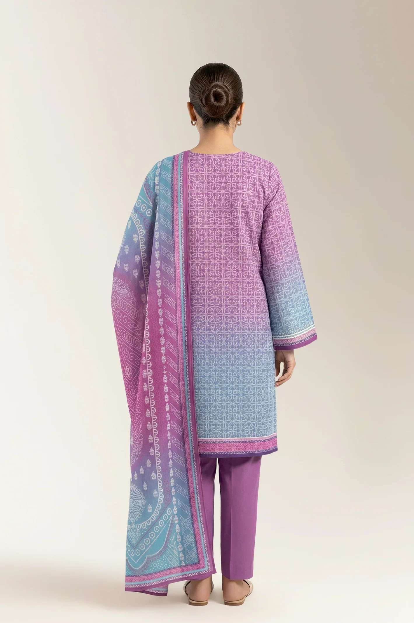 Printed Lawn-Purple Unstitched 3PC - Image 2
