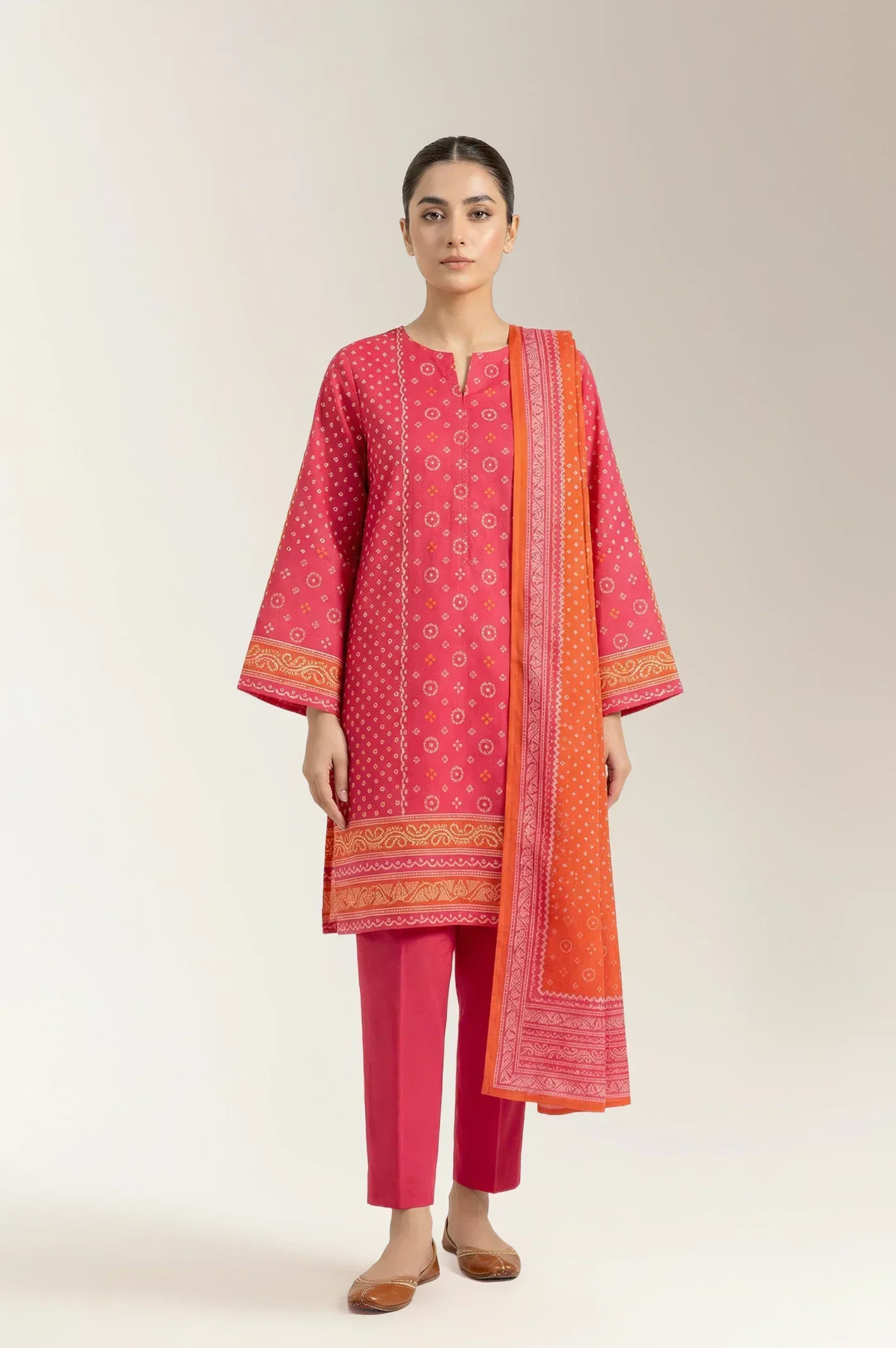 Printed Lawn-Pink Unstitched 3PC