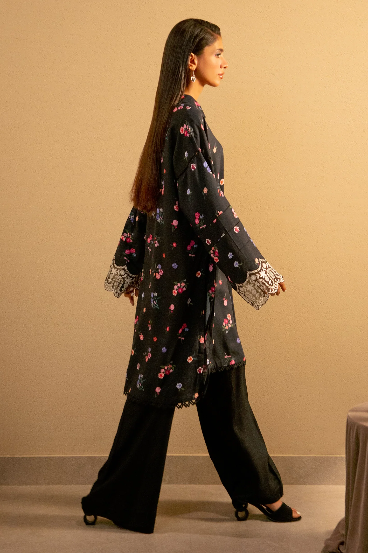 Black Embroidered Unstitched 2PC - Image 5