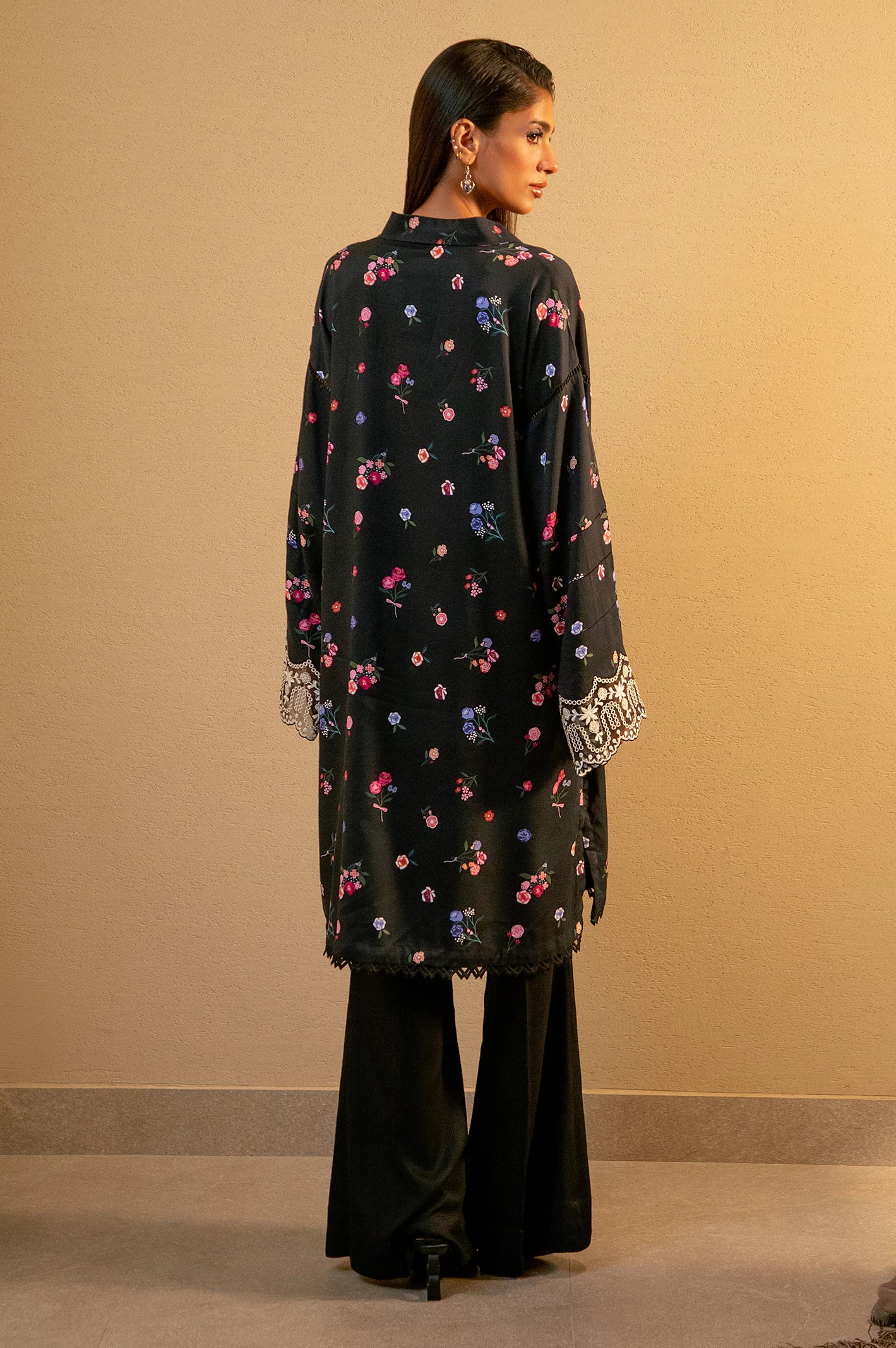 Black Embroidered Unstitched 2PC - Image 6